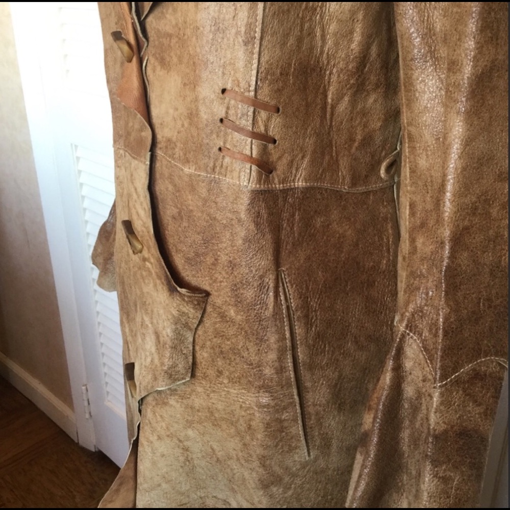 BOHO Leather OMBRÉ Maxi Coat LASER CUT - Picture 8 of 8